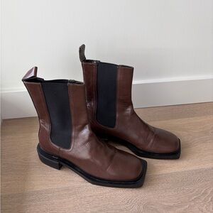 Zara Brown Leather Ankle Boots